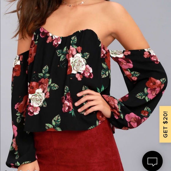 Lulus xs long sleeve off the shoulder crop - Picture 2 of 7